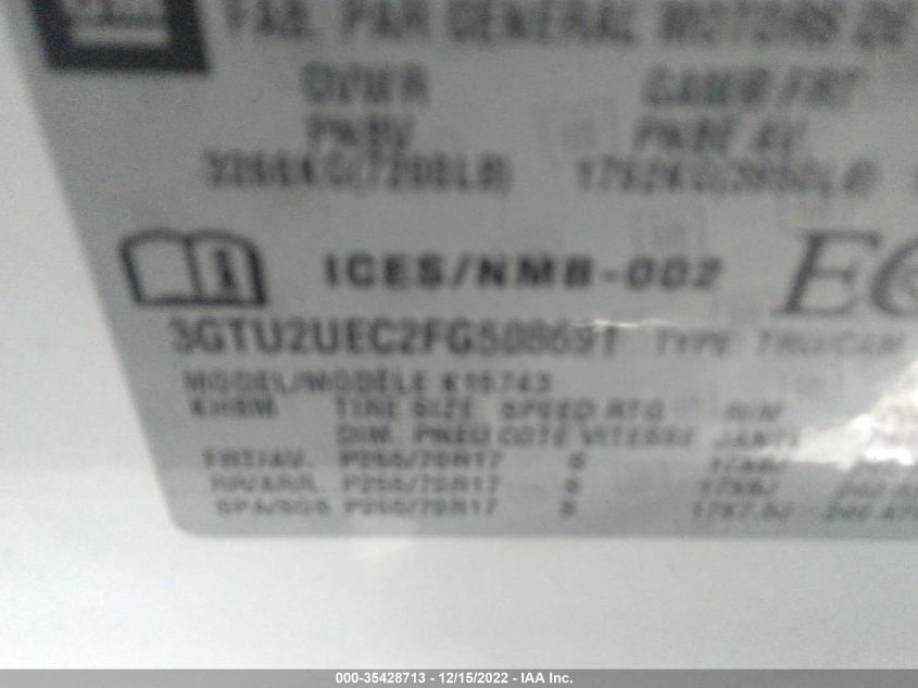 2015 GMC SIERRA 1500 SLE - 3GTU2UEC2FG508691