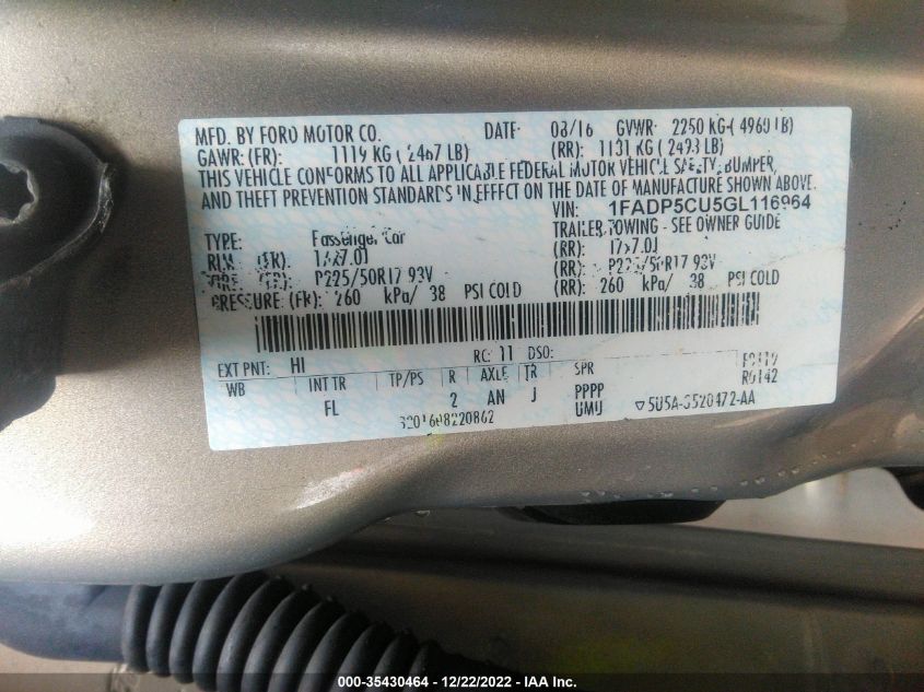 2016 FORD C-MAX ENERGI SEL 1FADP5CU5GL116964