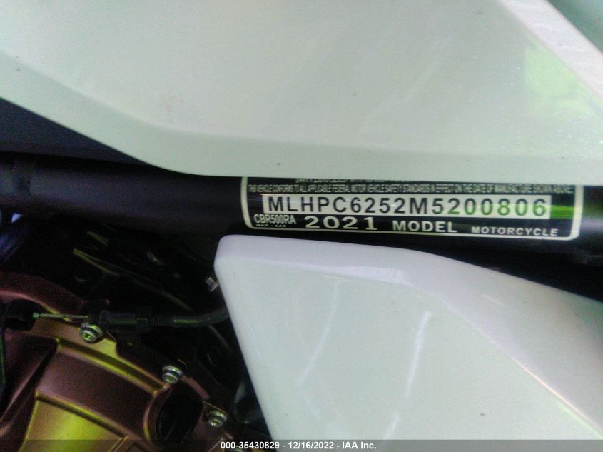 2021 HONDA CBR500 RA MLHPC6252M5200806