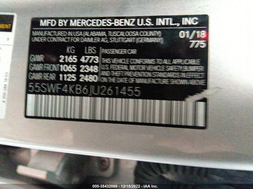 2018 MERCEDES-BENZ C-CLASS C 300 55SWF4KB6JU261455