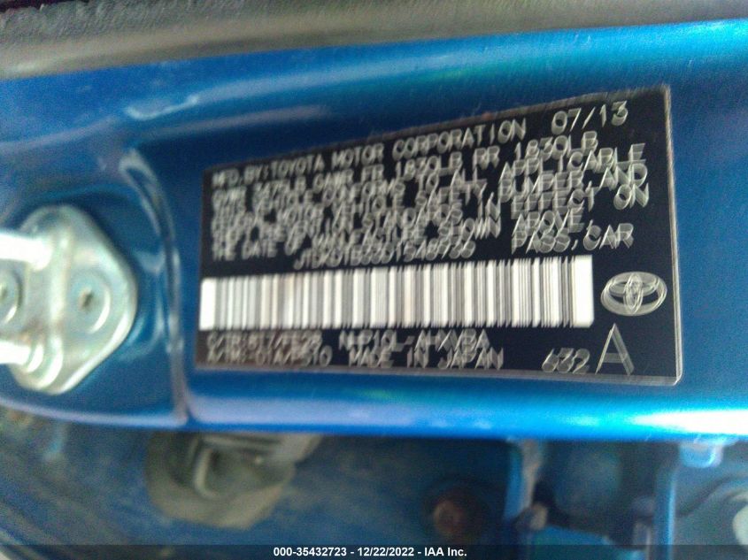 2013 TOYOTA PRIUS C ONE/TWO/THREE/FOUR JTDKDTB33D1548936