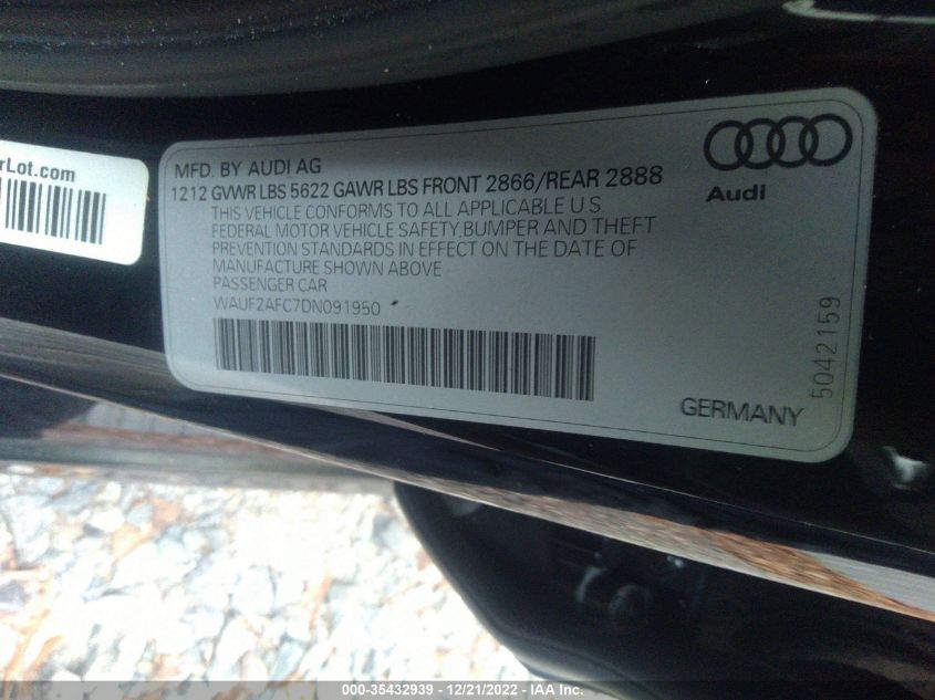 2013 AUDI S6 PRESTIGE WAUF2AFC7DN091950