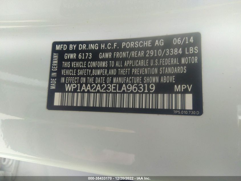 2014 PORSCHE CAYENNE WP1AA2A23ELA96319