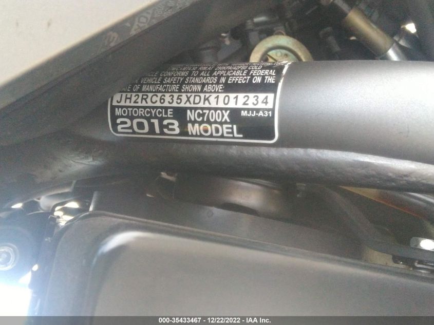 2013 HONDA NC700X JH2RC635XDK101234