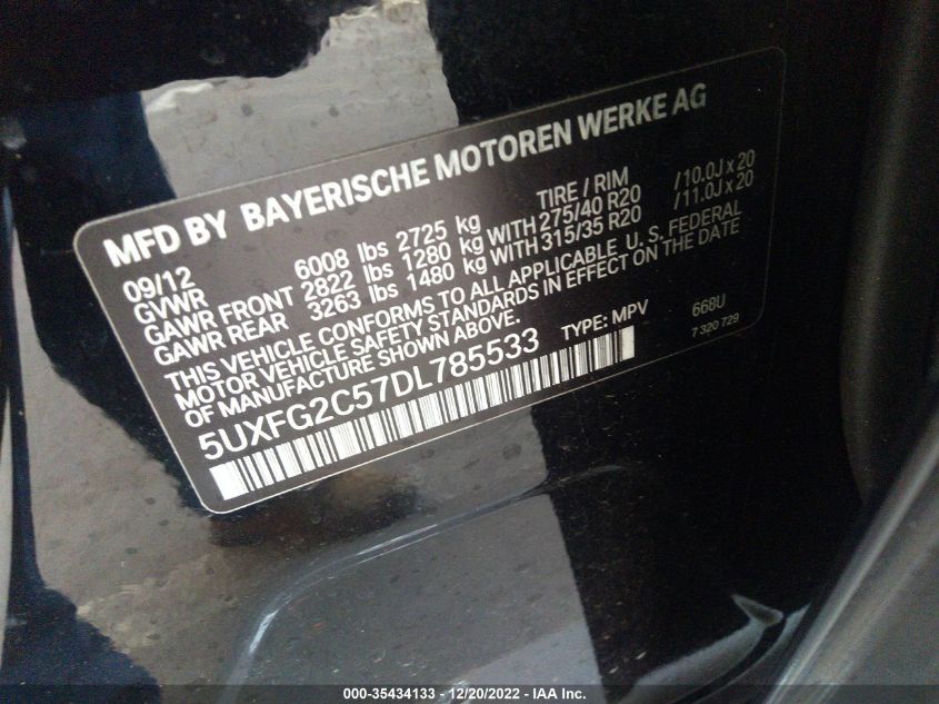 2013 BMW X6 XDRIVE35I 5UXFG2C57DL785533