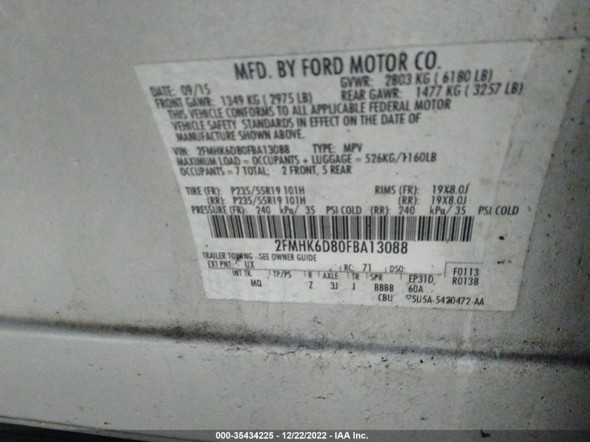 2015 FORD FLEX LIMITED 2FMHK6D80FBA13088
