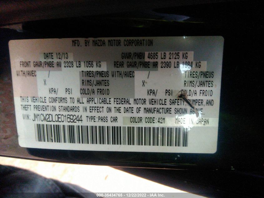 2014 MAZDA MAZDA5 GRAND TOURING JM1CW2DL0E0169244