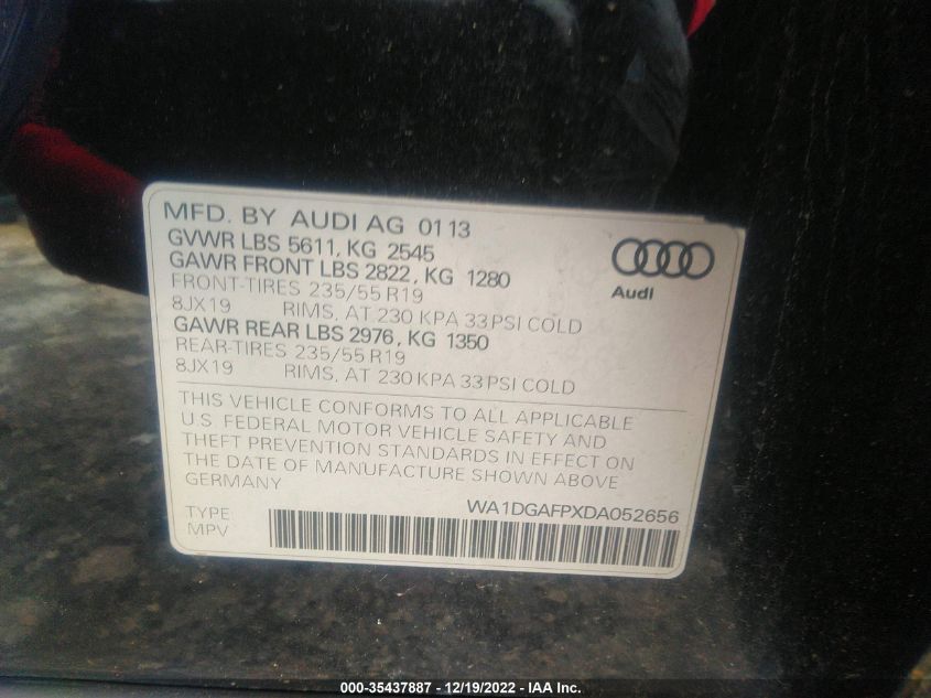 2013 AUDI Q5 PREMIUM PLUS WA1DGAFPXDA052656