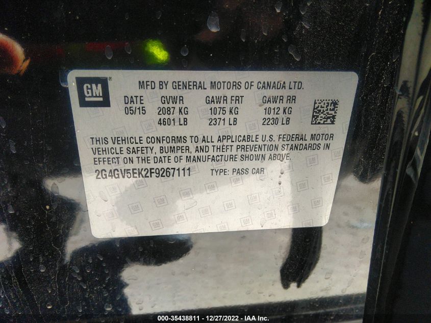 2015 BUICK REGAL 2G4GV5EK2F9267111
