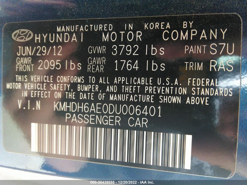 2013 HYUNDAI ELANTRA COUPE SE - KMHDH6AE0DU006401
