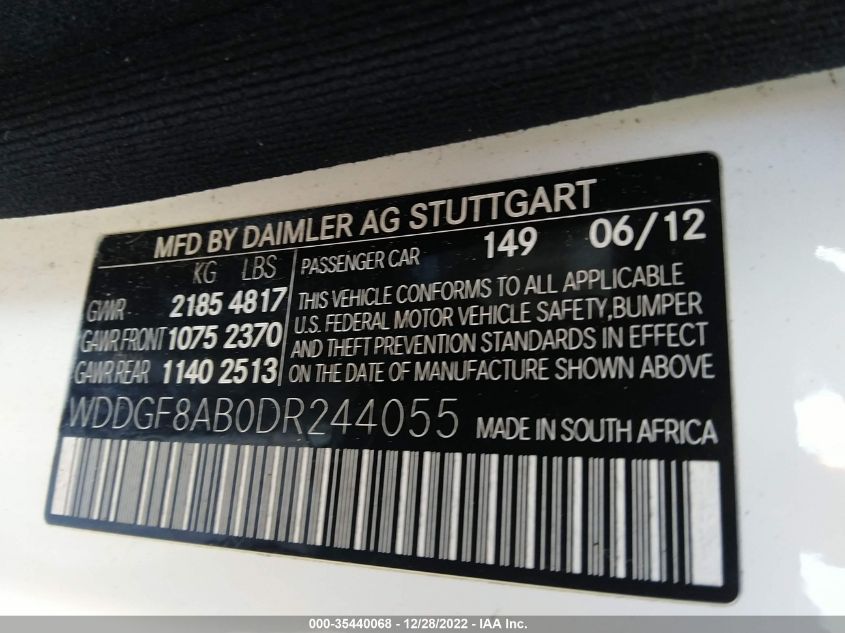 2013 MERCEDES-BENZ C-CLASS C 300 WDDGF8AB0DR244055