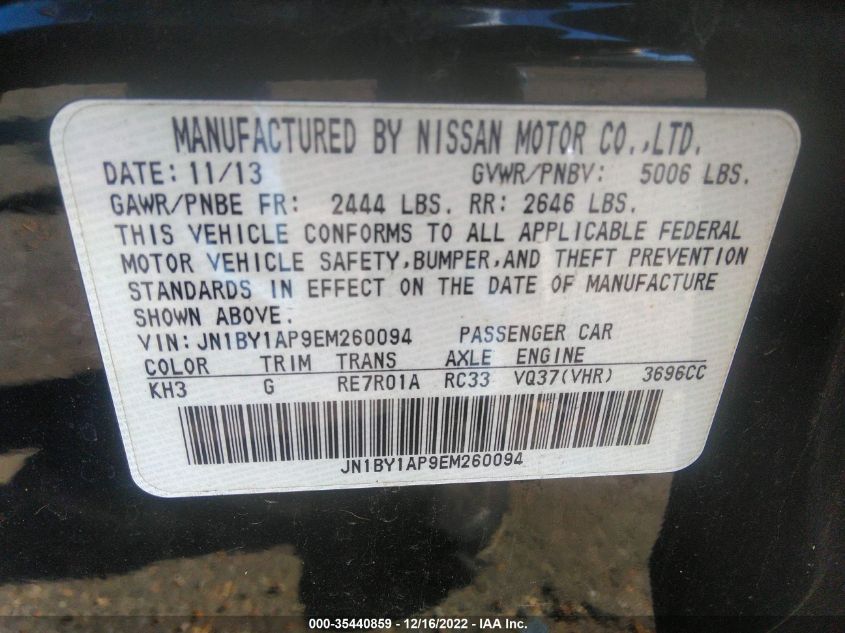 2014 INFINITI Q70 JN1BY1AP9EM260094