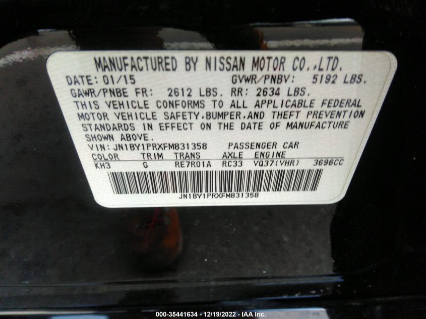 2015 INFINITI Q70L JN1BY1PRXFM831358