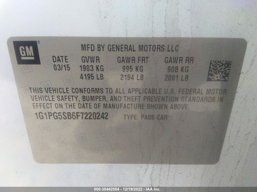 2015 CHEVROLET CRUZE LTZ - 1G1PG5SB6F7220242