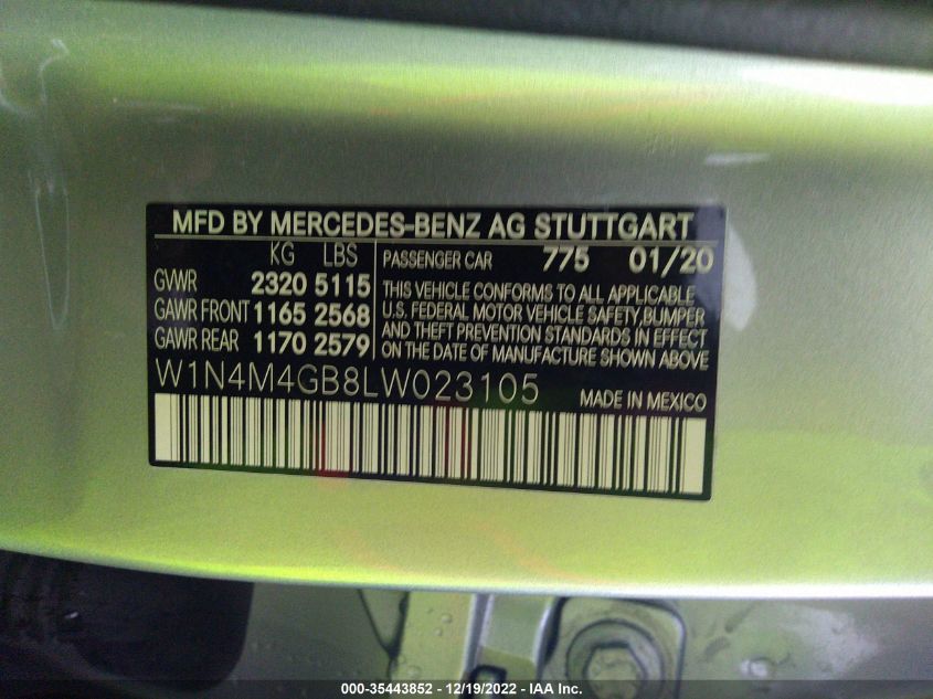 2020 MERCEDES-BENZ GLB GLB 250 - W1N4M4GB8LW023105