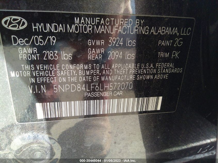 VIN 5NPD84LF6LH572070 2020 HYUNDAI ELANTRA no.9