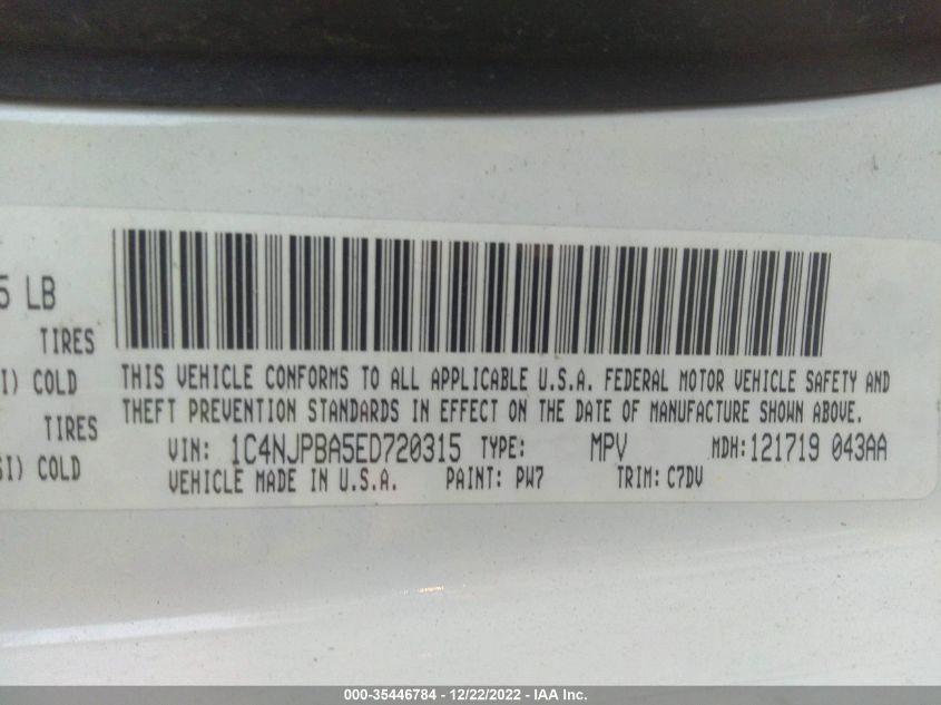 2014 JEEP PATRIOT SPORT 1C4NJPBA5ED720315