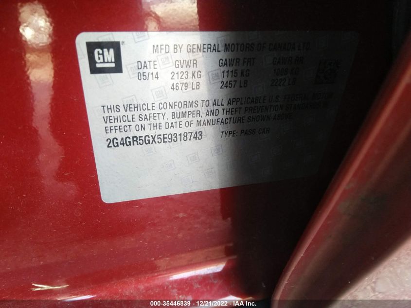 2014 BUICK REGAL PREMIUM II 2G4GR5GX5E9318743