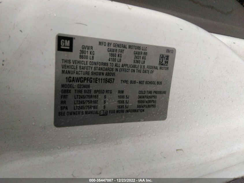 2014 CHEVROLET EXPRESS PASSENGER LS - 1GAWGPFG1E1118457