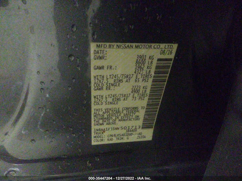 2017 NISSAN TITAN XD S 1N6AA1F15HN501713