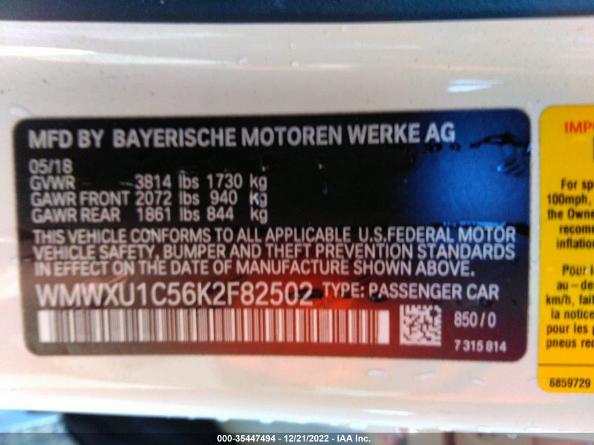 2019 MINI HARDTOP 4 DOOR COOPER/OXFORD EDITION WMWXU1C56K2F82502