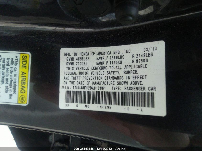 2013 ACURA TL TECH 19UUA8F52DA012961