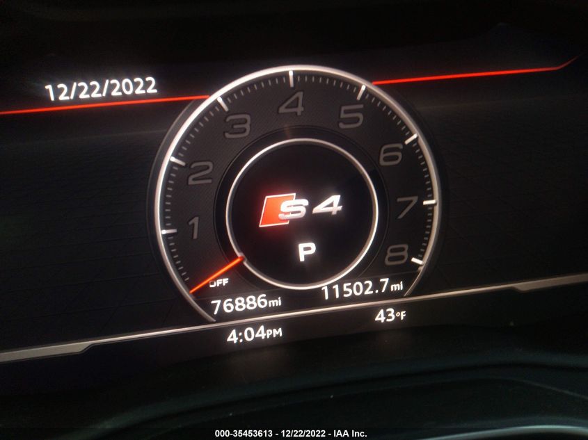2018 AUDI S4 PRESTIGE WAUC4AF42JA002570