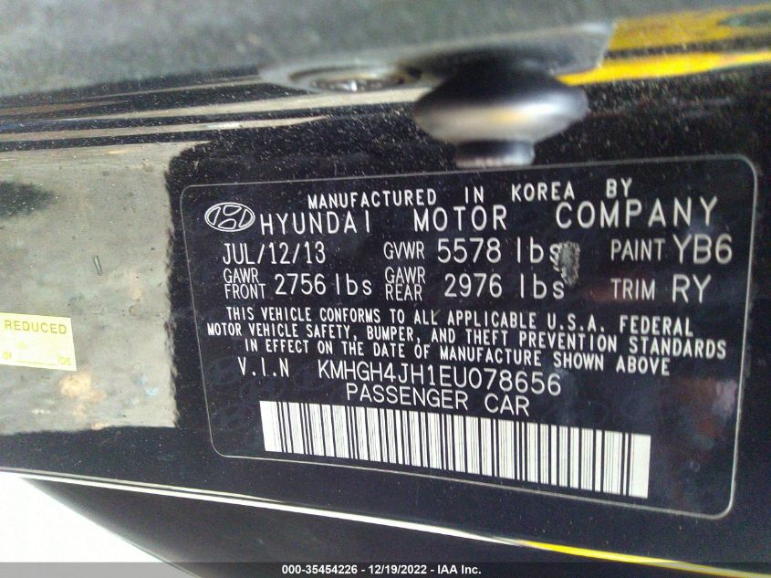 2014 HYUNDAI EQUUS SIGNATURE KMHGH4JH1EU078656