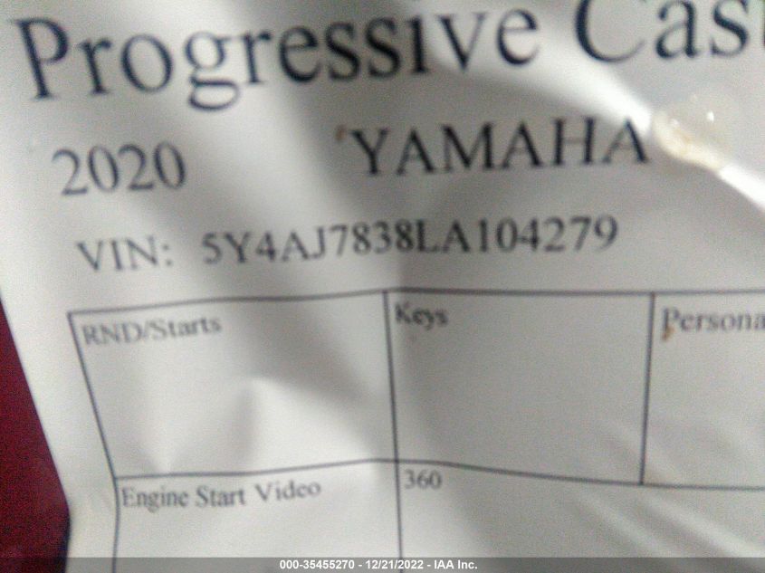 2020 YAMAHA YFM450 K 5Y4AJ7838LA104279