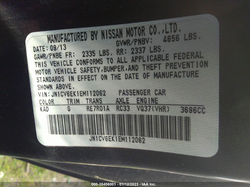 2014 INFINITI Q60 JOURNEY JN1CV6EK1EM112062