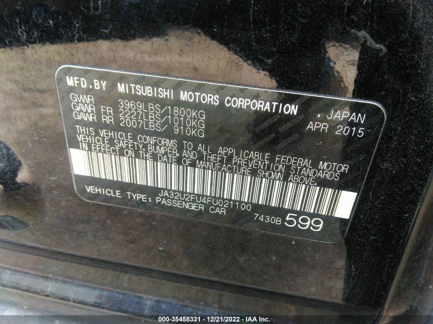 2015 MITSUBISHI LANCER ES JA32U2FU4FU021100