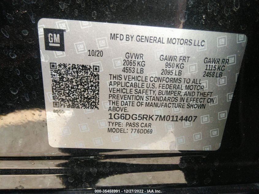 2021 CADILLAC CT4 SPORT 1G6DG5RK7M0114407