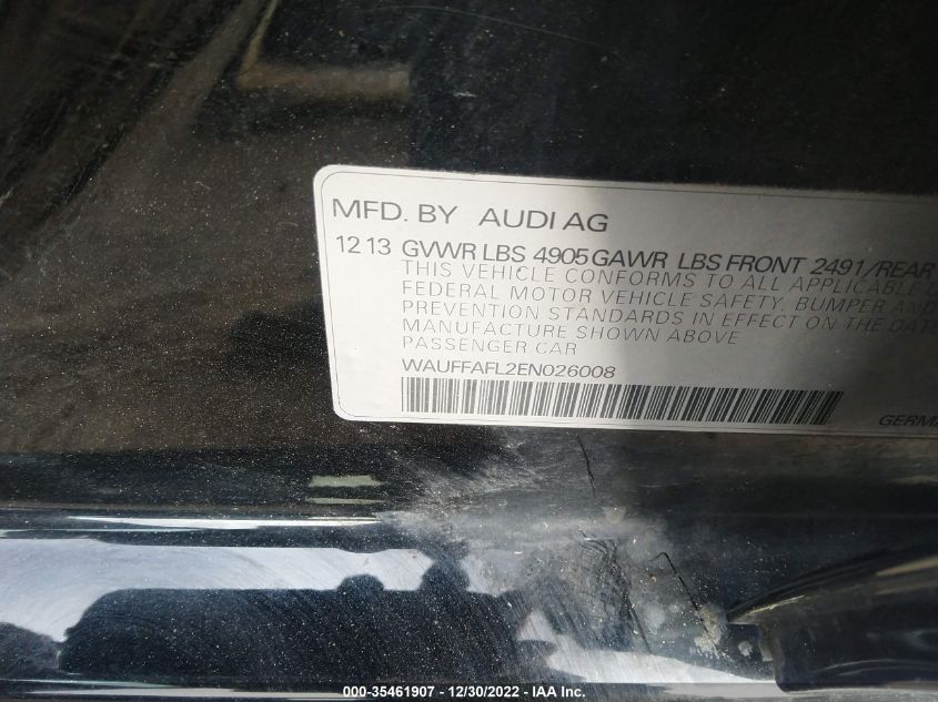 2014 AUDI A4 PREMIUM PLUS WAUFFAFL2EN026008