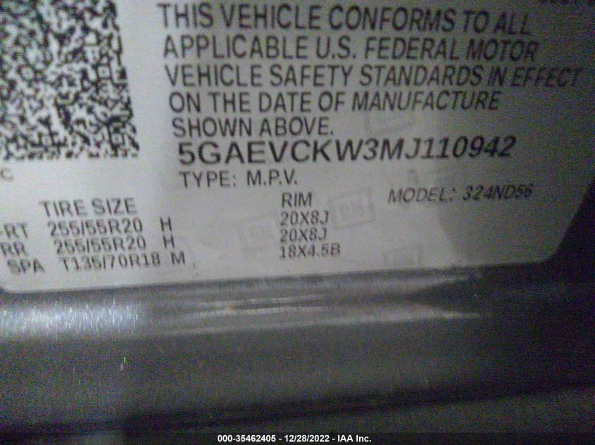 VIN 5GAEVCKW3MJ110942 2021 BUICK ENCLAVE no.9