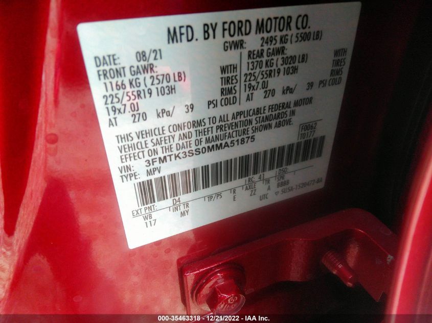 2021 FORD MUSTANG MACH-E PREMIUM 3FMTK3SS0MMA51875