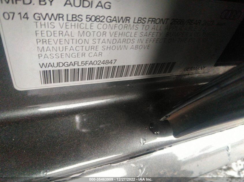 2015 AUDI S4 PREMIUM PLUS WAUDGAFL5FA024847