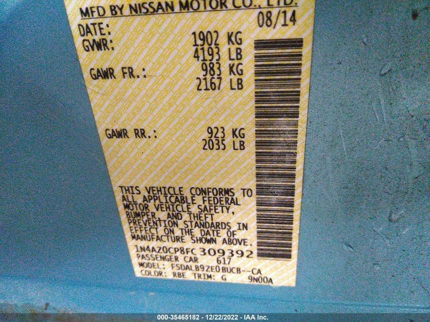 2015 NISSAN LEAF S - 1N4AZ0CP8FC309392