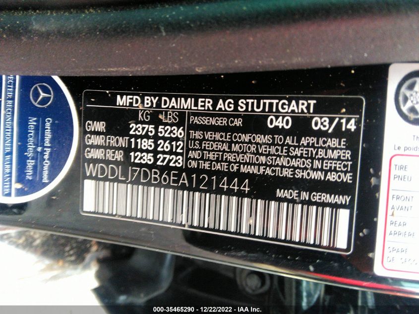 2014 MERCEDES-BENZ CLS-CLASS CLS 550 WDDLJ7DB6EA121444