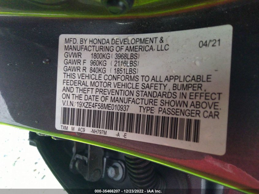 2021 HONDA INSIGHT EX 19XZE4F58ME010937