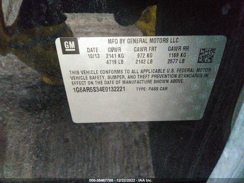 2014 CADILLAC CTS SEDAN LUXURY RWD - 1G6AR5S34E0132221