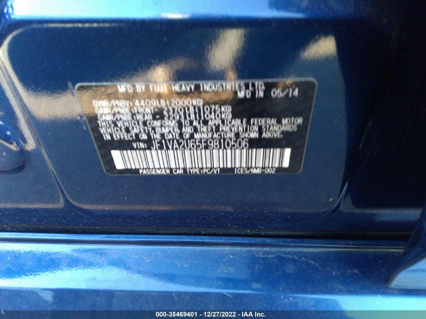 2015 SUBARU WRX STI LIMITED JF1VA2U65F9810506