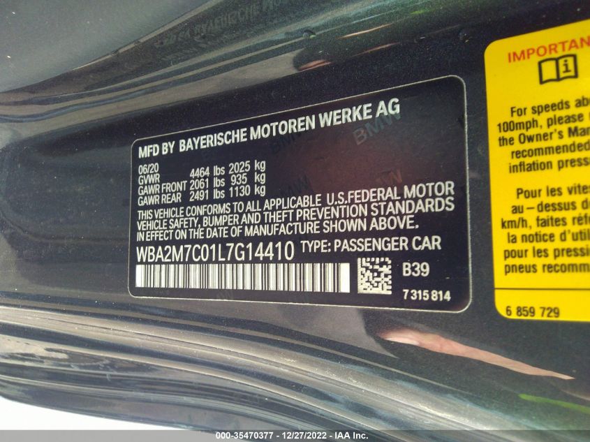 2020 BMW 2 SERIES 230I - WBA2M7C01L7G14410