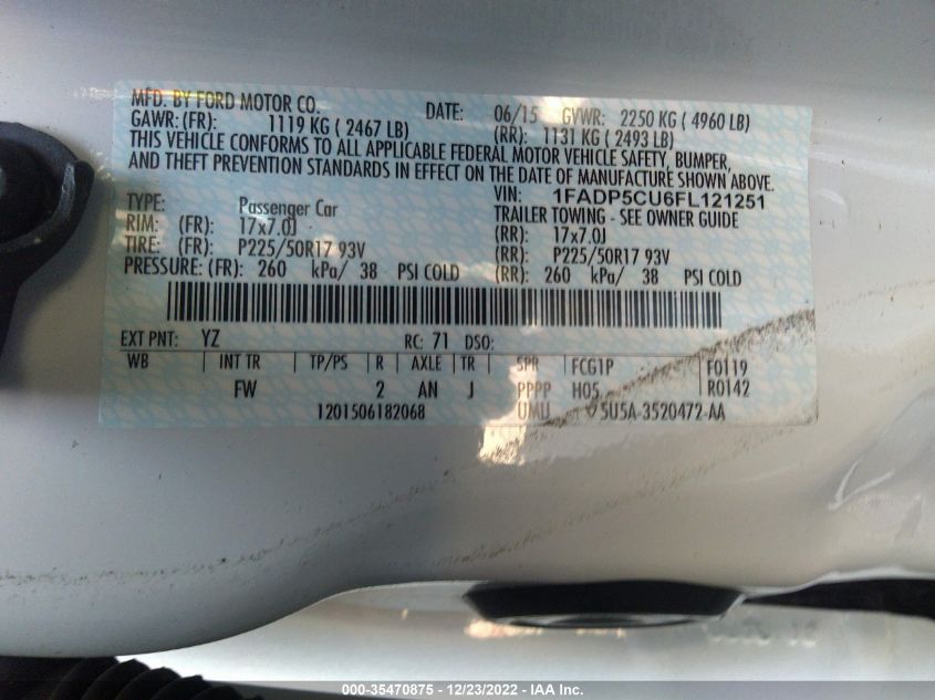 2015 FORD C-MAX ENERGI SEL 1FADP5CU6FL121251