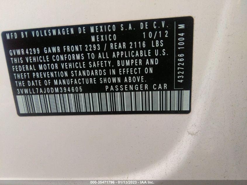 2013 VOLKSWAGEN JETTA SEDAN TDI W/PREMIUM 3VWLL7AJ0DM394605