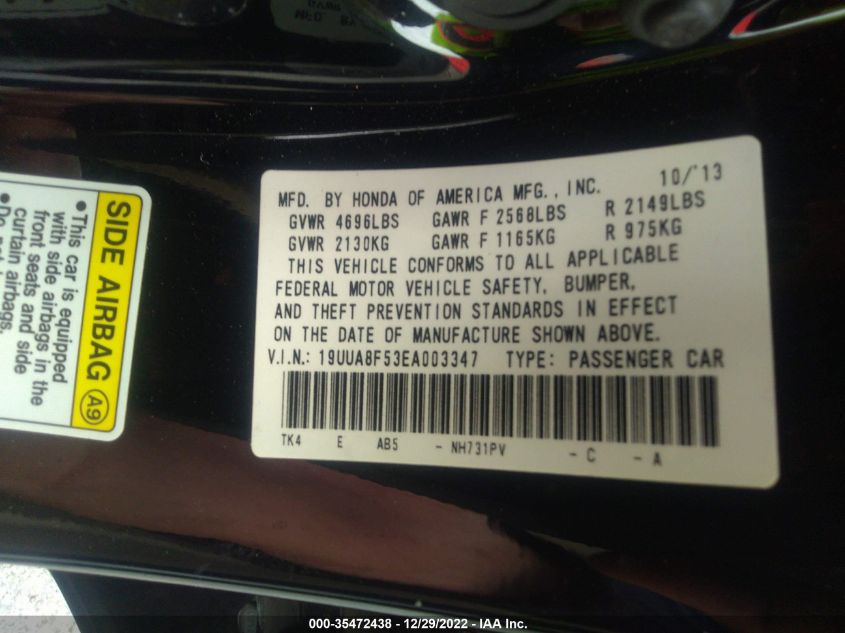 2014 ACURA TL TECH 19UUA8F53EA003347