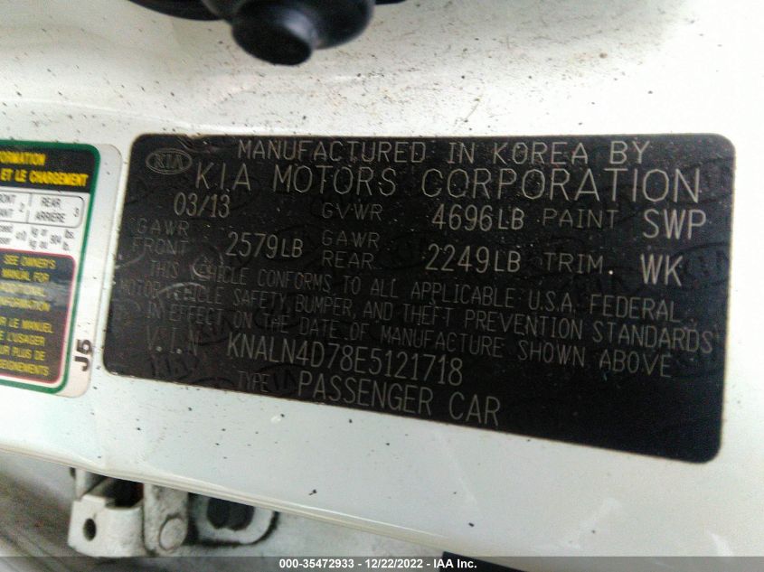 2014 KIA CADENZA PREMIUM KNALN4D78E5121718