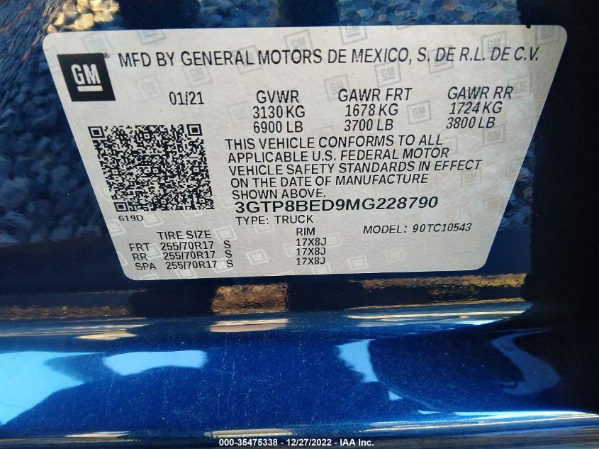 3GTP8BED9MG228790 GMC Sierra 1500 SLE 9