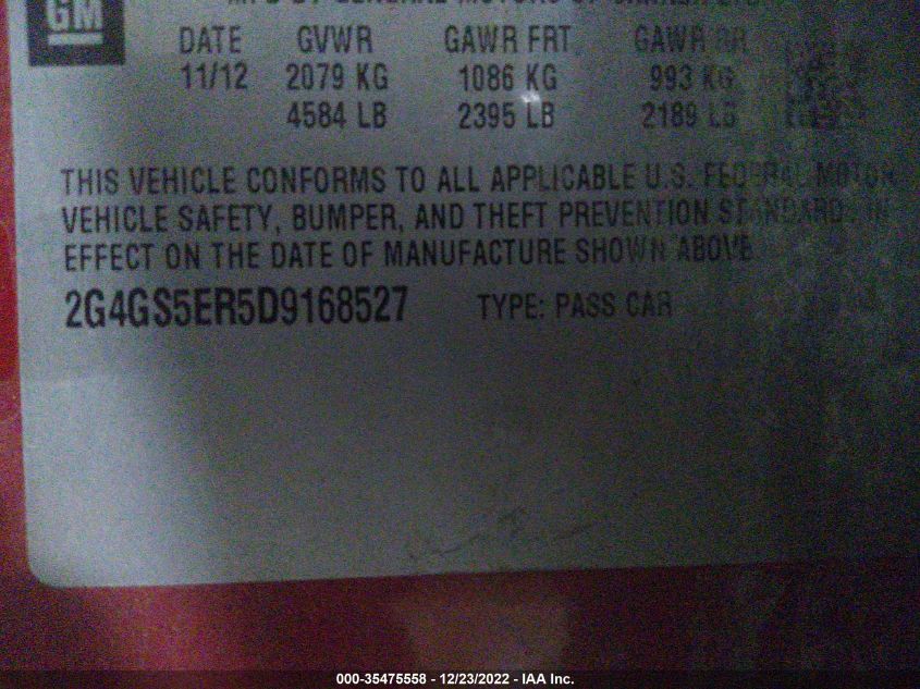 2013 BUICK REGAL PREMIUM 1 2G4GS5ER5D9168527