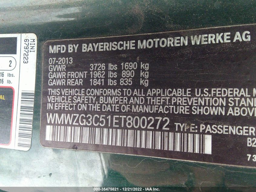 2014 MINI COOPER CLUBMAN S WMWZG3C51ET800272