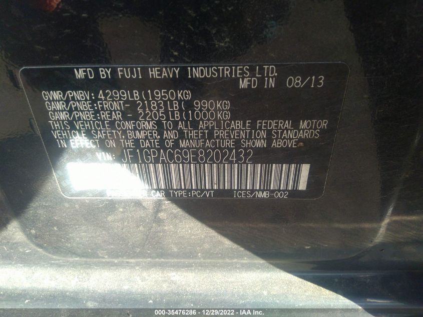 2014 SUBARU IMPREZA WAGON 2.0I PREMIUM JF1GPAC69E8202432